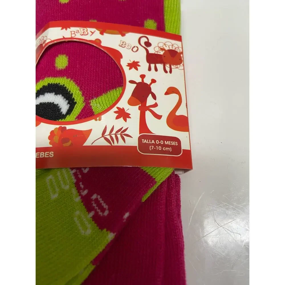 Durex Girls Tights Size‎ 0-6 Months Pink Green Frog Print Polka Dot Feet NEW